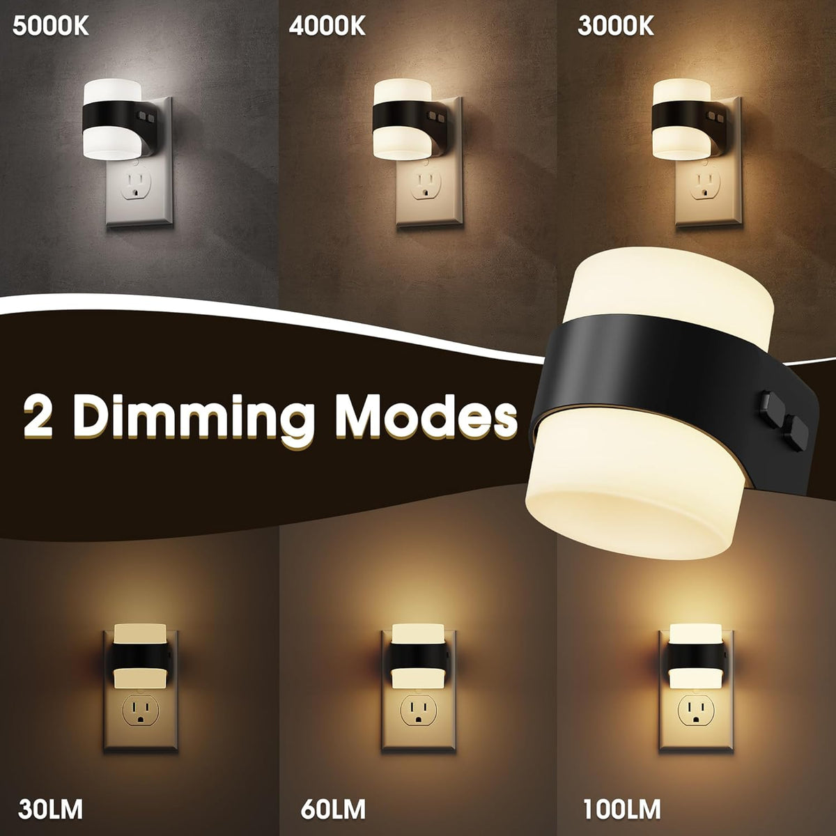 Night Light, Night Lights Plug into Wall, LED Nightlight for Kids & Adults, 3CCT Adjustable
