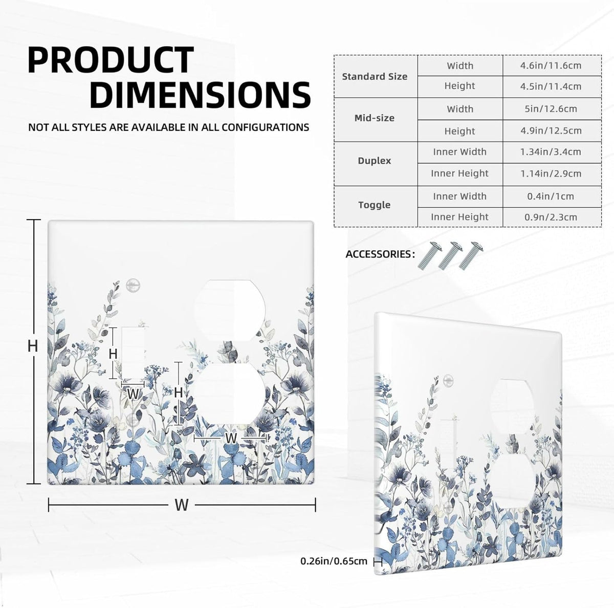 Wallplates Light Blue Watercolor Leaves Plant With Floral 1 Toggle 1 Duplex Switch Plate Electrical