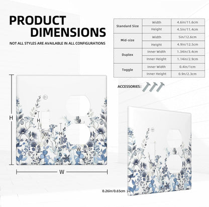 Wallplates Light Blue Watercolor Leaves Plant With Floral 1 Toggle 1 Duplex Switch Plate Electrical
