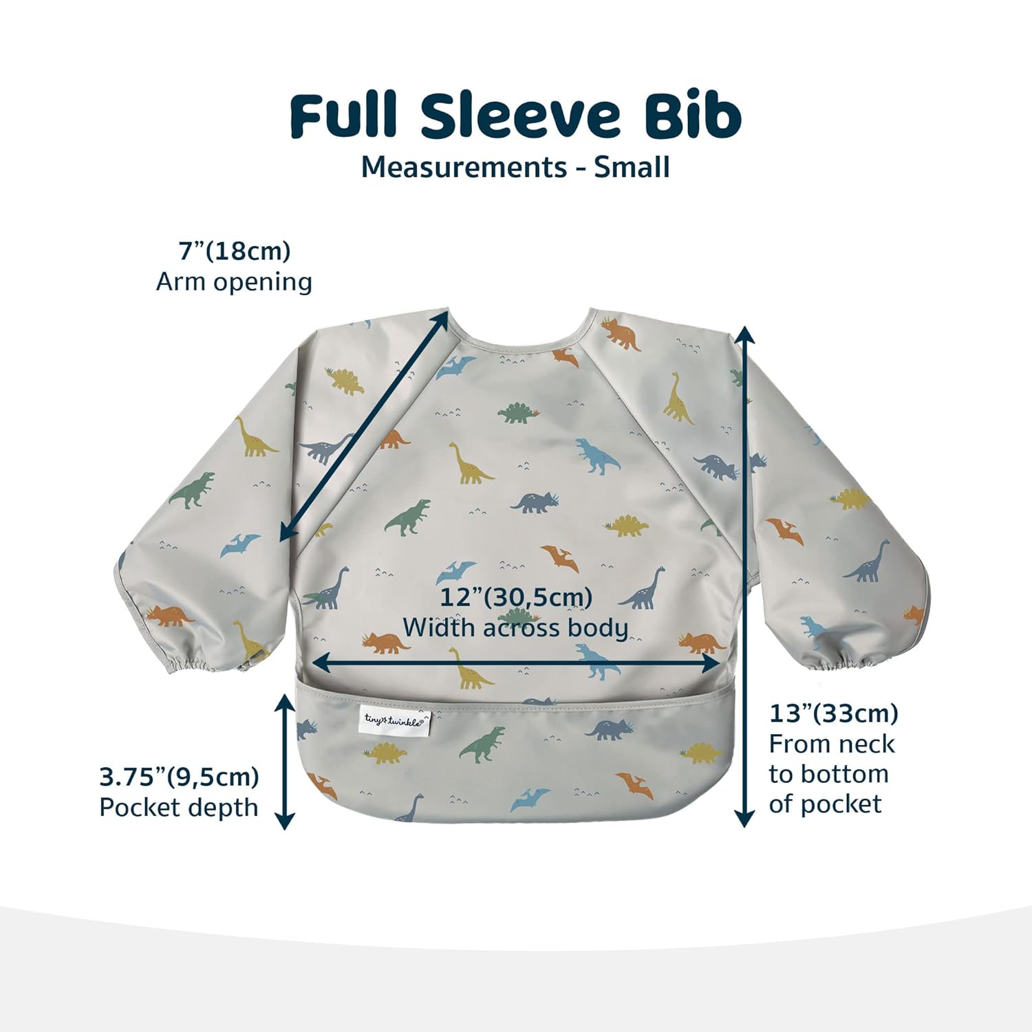Tiny Twinkle Mess Proof Baby Bib,Waterproof Smock Baby Bib for Eating,Machine Washable Long Sleeve