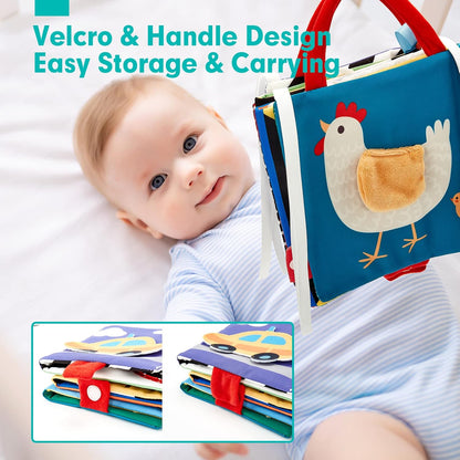 hahaland Baby Toys 0-6 Months - High Contrast Newborn Toys - Baby Tummy Time Books 0-6 Months with
