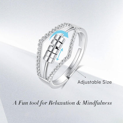 INFUSEU Funny Spinner Fidget Rings for Women Girls Anti Anxiety Stress Worry, Adjustable Size