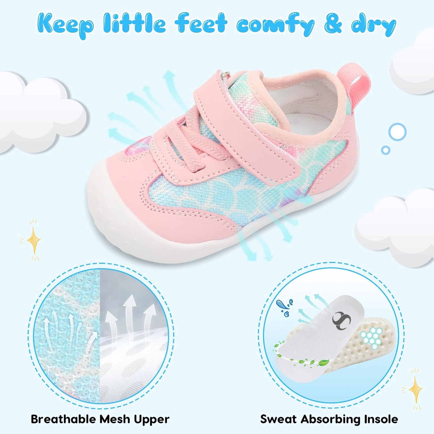 Scurtain Baby Shoes Boy Girl First Walking Shoe Infant Crib Breathable Sneakers Lightweight
