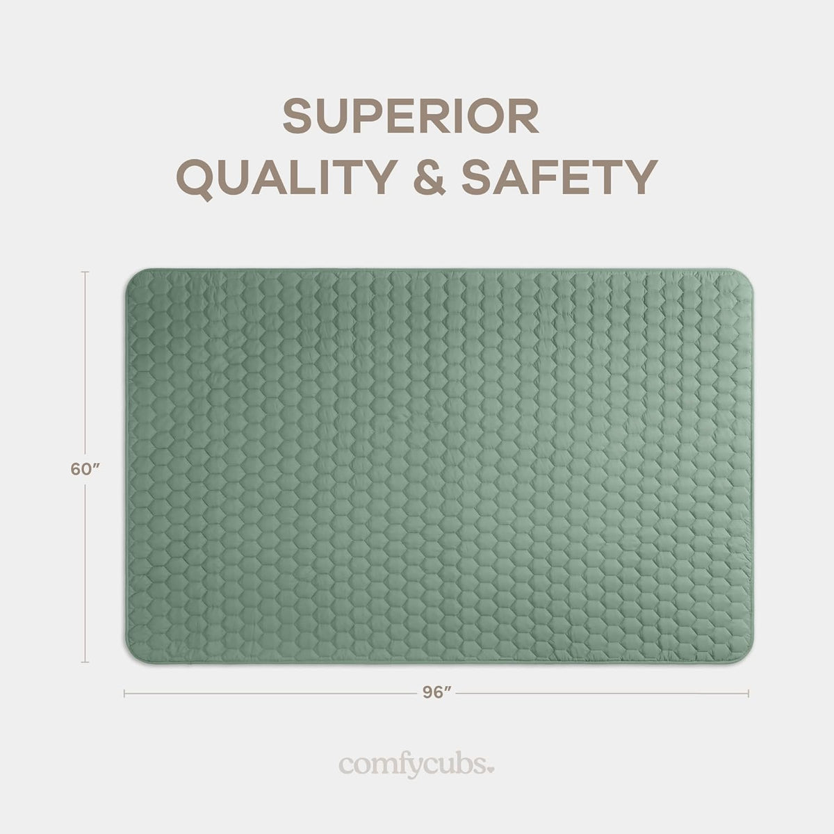 Comfy Cubs Rectangle Kids Play Mat - Large 60 x 96 inches Soft Quilted Baby Floor Mat with Non-Slip