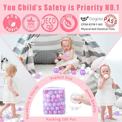 GOGOSO Ball Pits Balls for Toddlers Pack of 50 100 200 Plastics Shape Ball Non-Phthalate Non-BPA