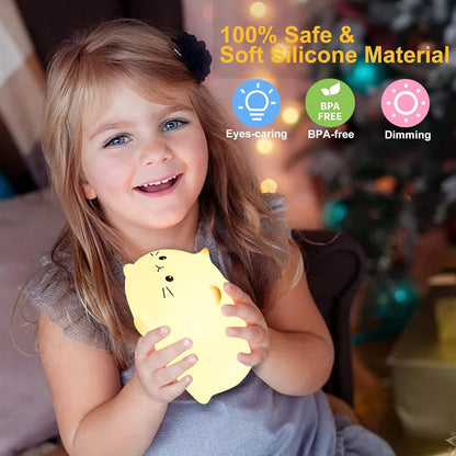 Tremdwoto Cat Night Light for Kids,Cute Colorful Night Light Baby Girl Squishy Night Light Lamp 3
