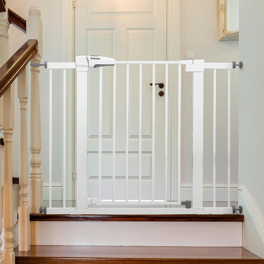 Babelio Metal Baby Gate, 29-43" Auto Close Easy Install Pet Gate, Extra Wide Walk Thru Child Safety