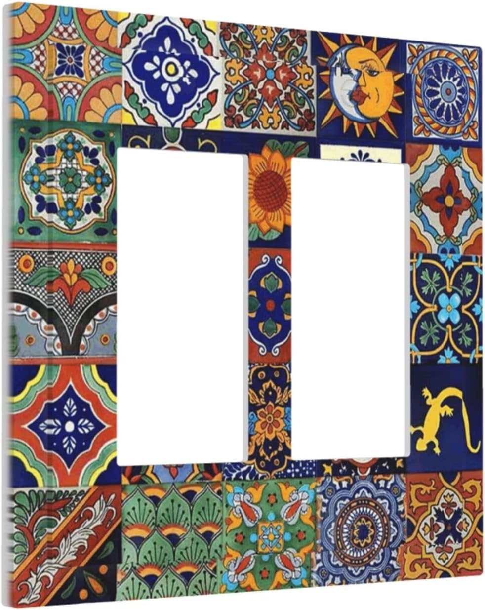 Talavera Mexican Tiles Traditional Color Decoration Print Decorative Outlet Covers 2 Gang Double
