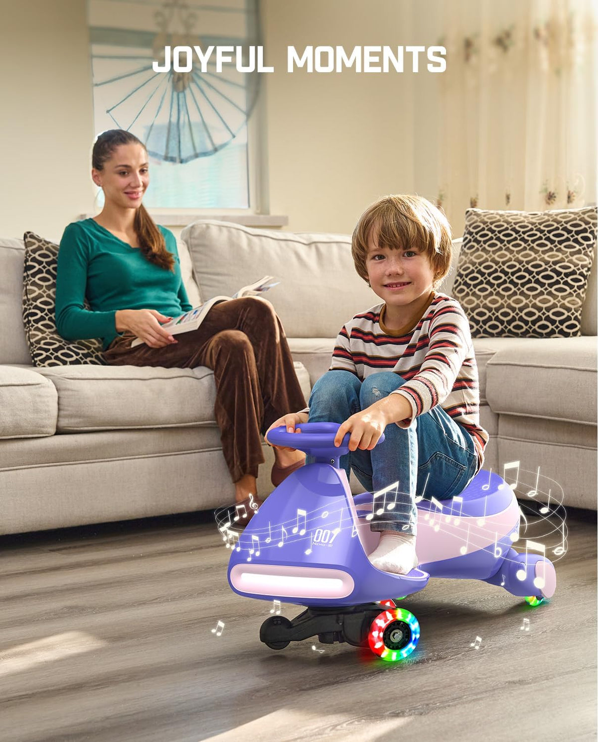 FanttikRide 6V N7 Classic Electric Wiggle Car with Pedal, Rechargeable Battery, Ride on Toys, Swing