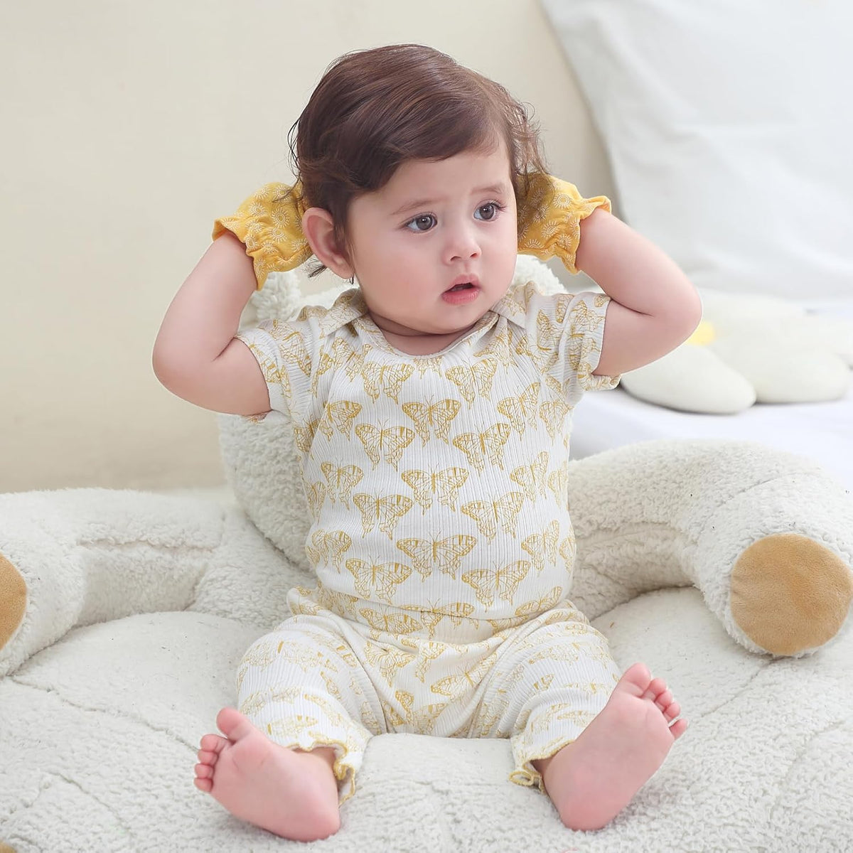 Baby Bodysuit 6 Pack Soft Mixed Ribbed Short Sleeve Romper Infant Boy Girl Clothes Set