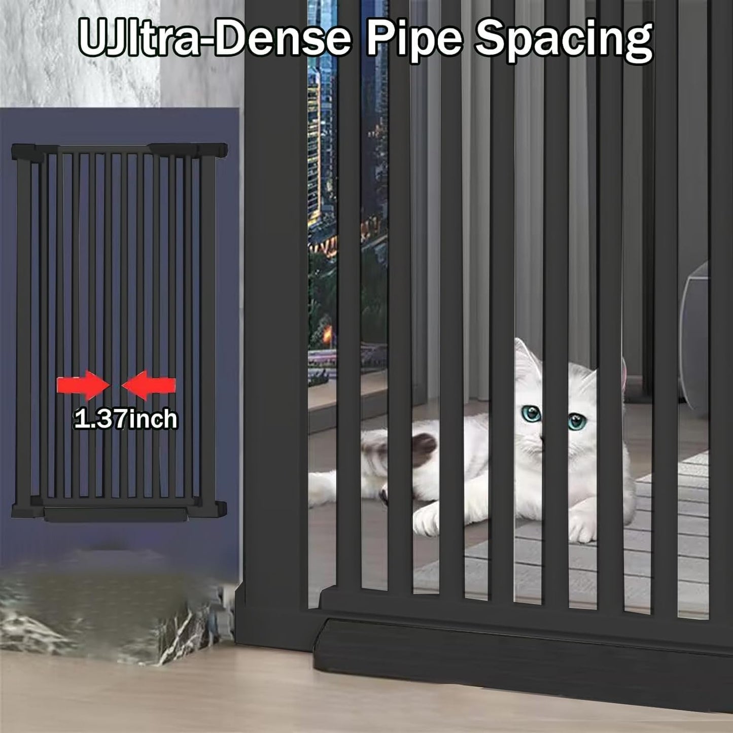 51 Inch Extra Tall Baby Gate Auto Close Cat Gate Adjustable 29.92"-43" Wide Pressure Mounted Pet