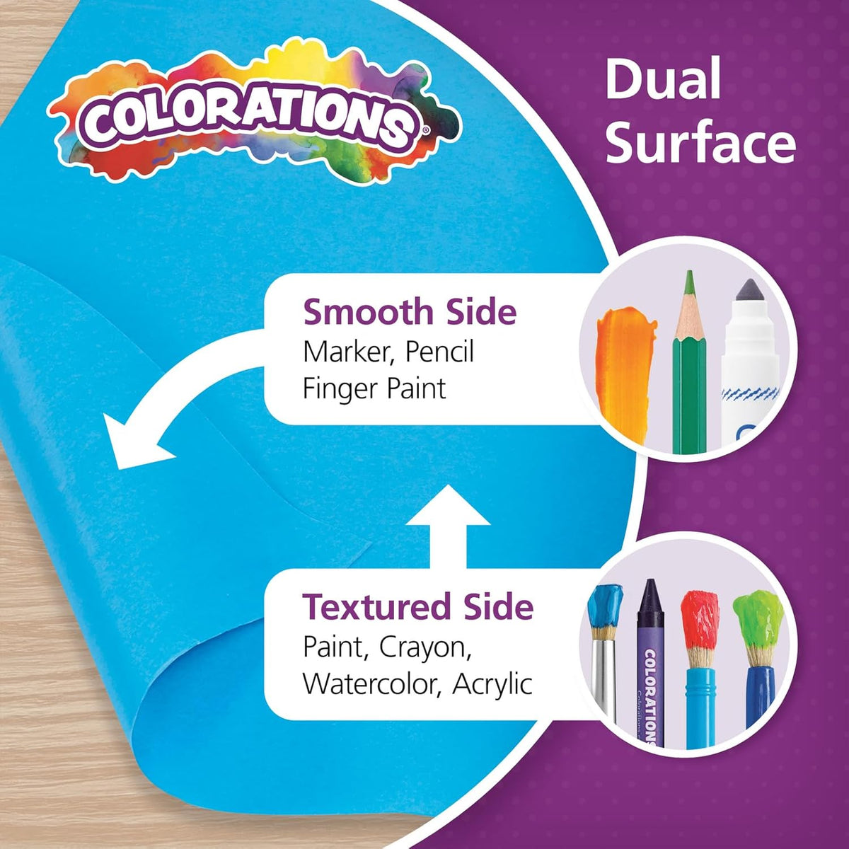 Colorations DSBB Bright Blue Dual Surface Paper Roll 36" x 1000' (1 Roll)