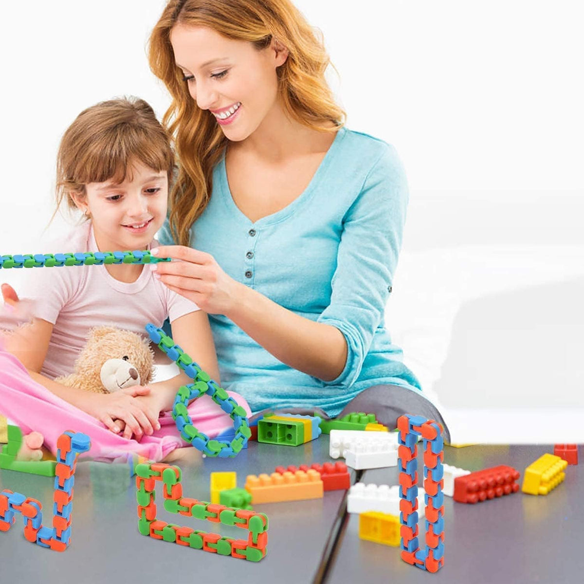 96pcs Random 24 Links Wacky Tracks Snap and Click Fidget Toys, Finger Sensory Toys, Snake Puzzles