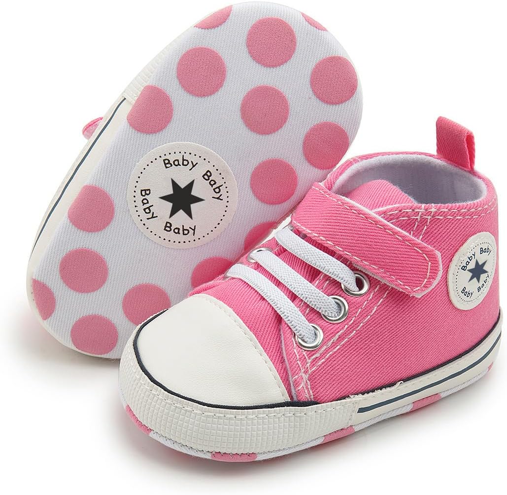 Unisex Baby Girls Boys Canvas High-top Shoes, Newborn Infant Anti-Slip Soft Sole Frist Walking