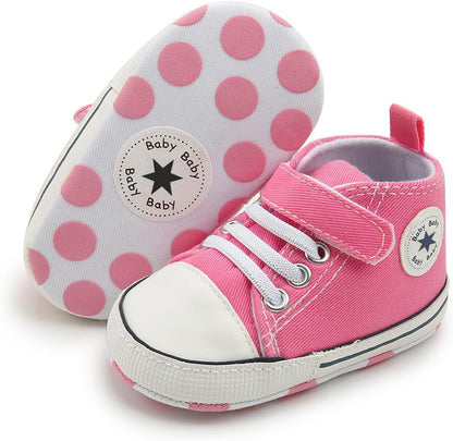Unisex Baby Girls Boys Canvas High-top Shoes, Newborn Infant Anti-Slip Soft Sole Frist Walking