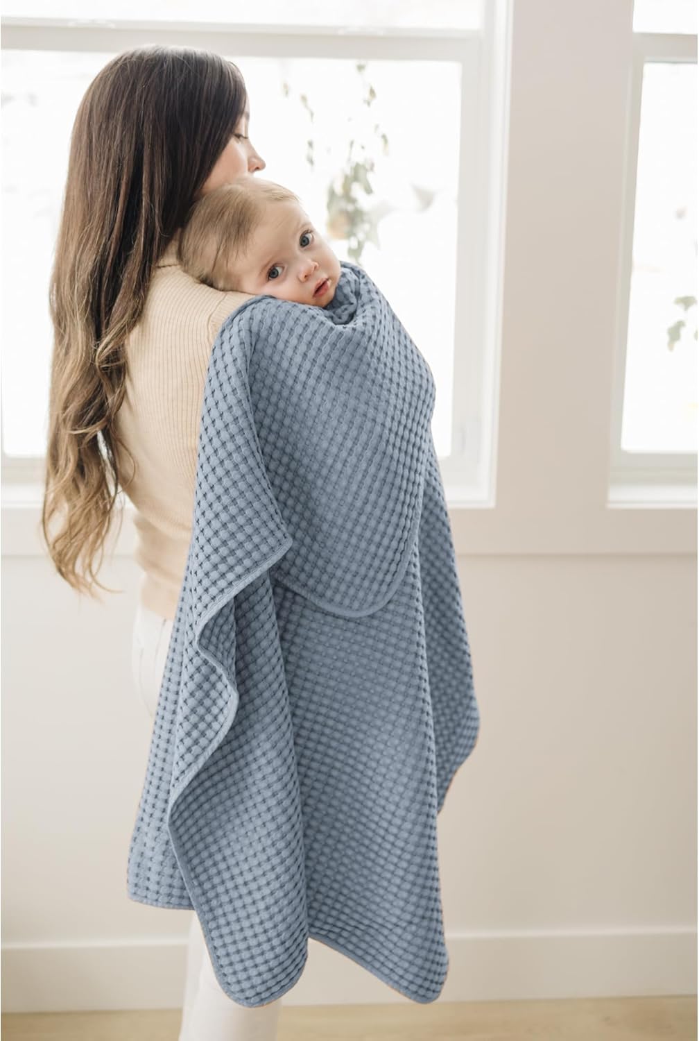 Konssy Waffle Baby Blanket - Soft & Cozy Nursery Swaddle Blanket, Lightweight Toddler Throw for