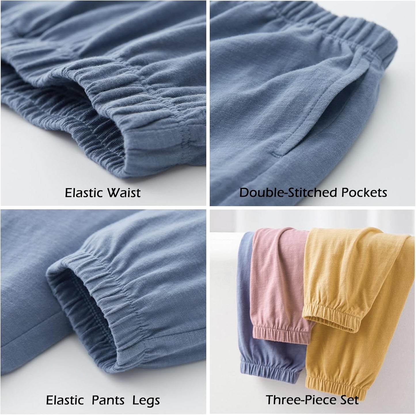 Toddler Boy 3 Pack Long Bloomers Baby Soft Cotton Basic Sweatpants Kids Summer Fall Solid Casual