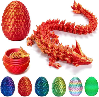 3D Printed Dragon Egg, Mystery Crystal Dragon Egg Fidget Toys Surprise, Articulated Crystal Dragon