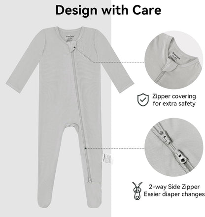 BubblePanda Rayon Made From Bamboo Baby Pajamas Baby Clothes for Boys Girls Unisex Zip-Front