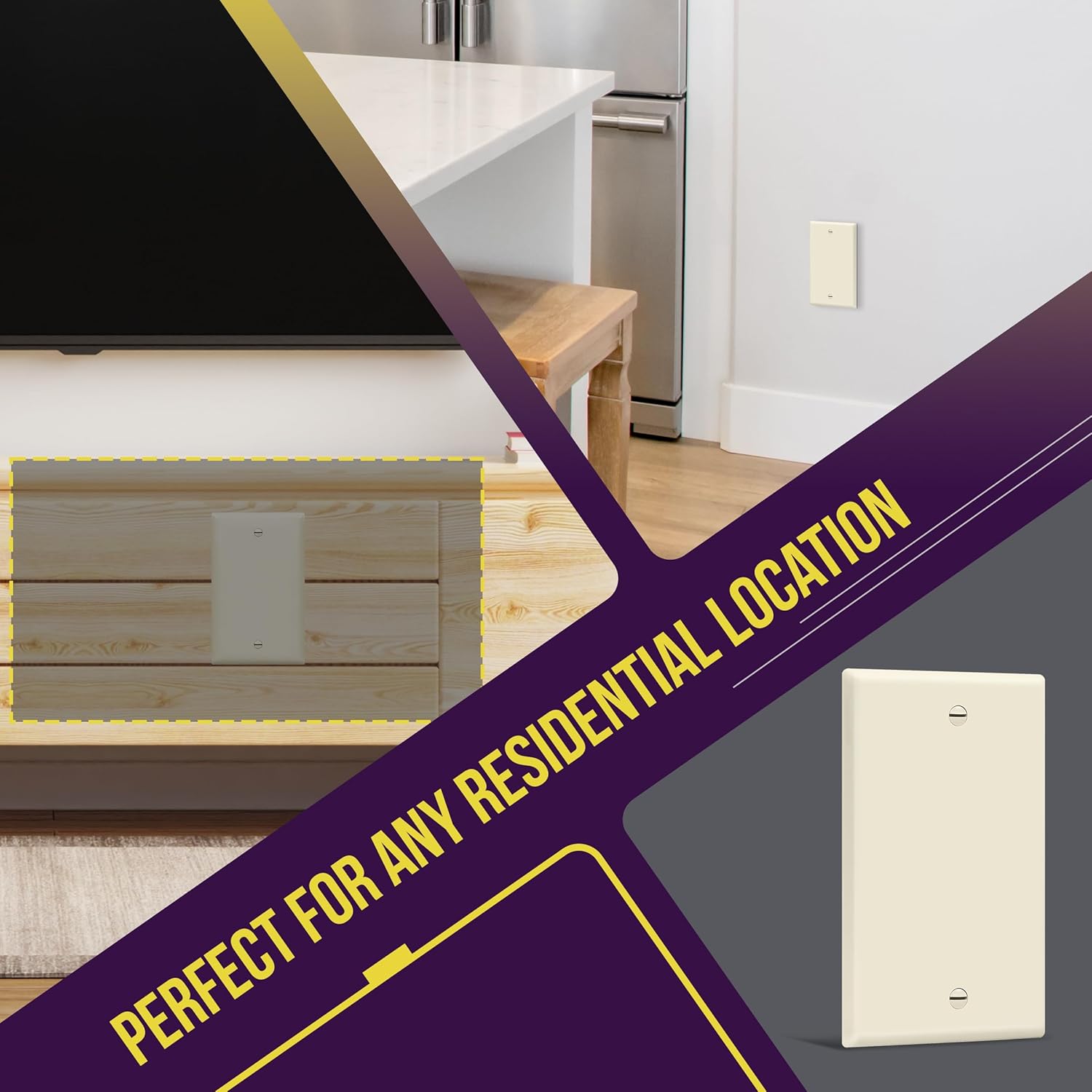 ENERLITES Blank Device Wall Plate, Gloss Finish, Standard Size 1-Gang 4.50" x 2.76", Polycarbonate