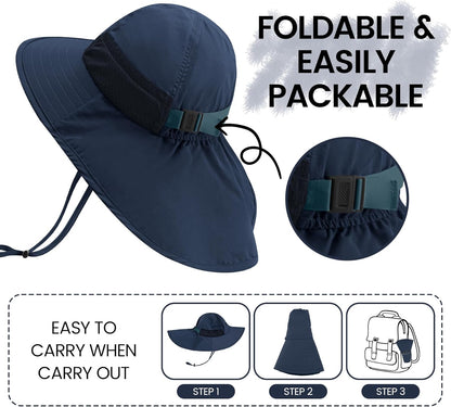 Baby Sun Hat with Neck Flap for Sun Protection Toddler Beach Hat UPF 50+ Outdoors 0-6 Years Boys