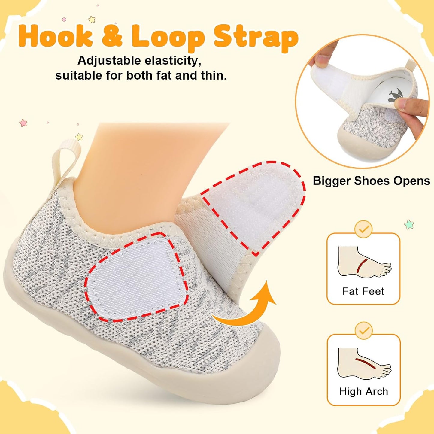 FEETCITY Baby First Walking Shoes Wide Baby Shoes Infant Sneakers Newborn Crib Shoe Barefoot