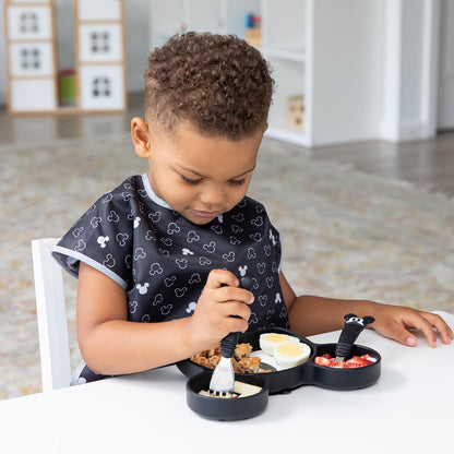 Bumkins Disney Toddler Utensils, Kids Size Fork and Spoon Set, Silicone and Stainless-Steel