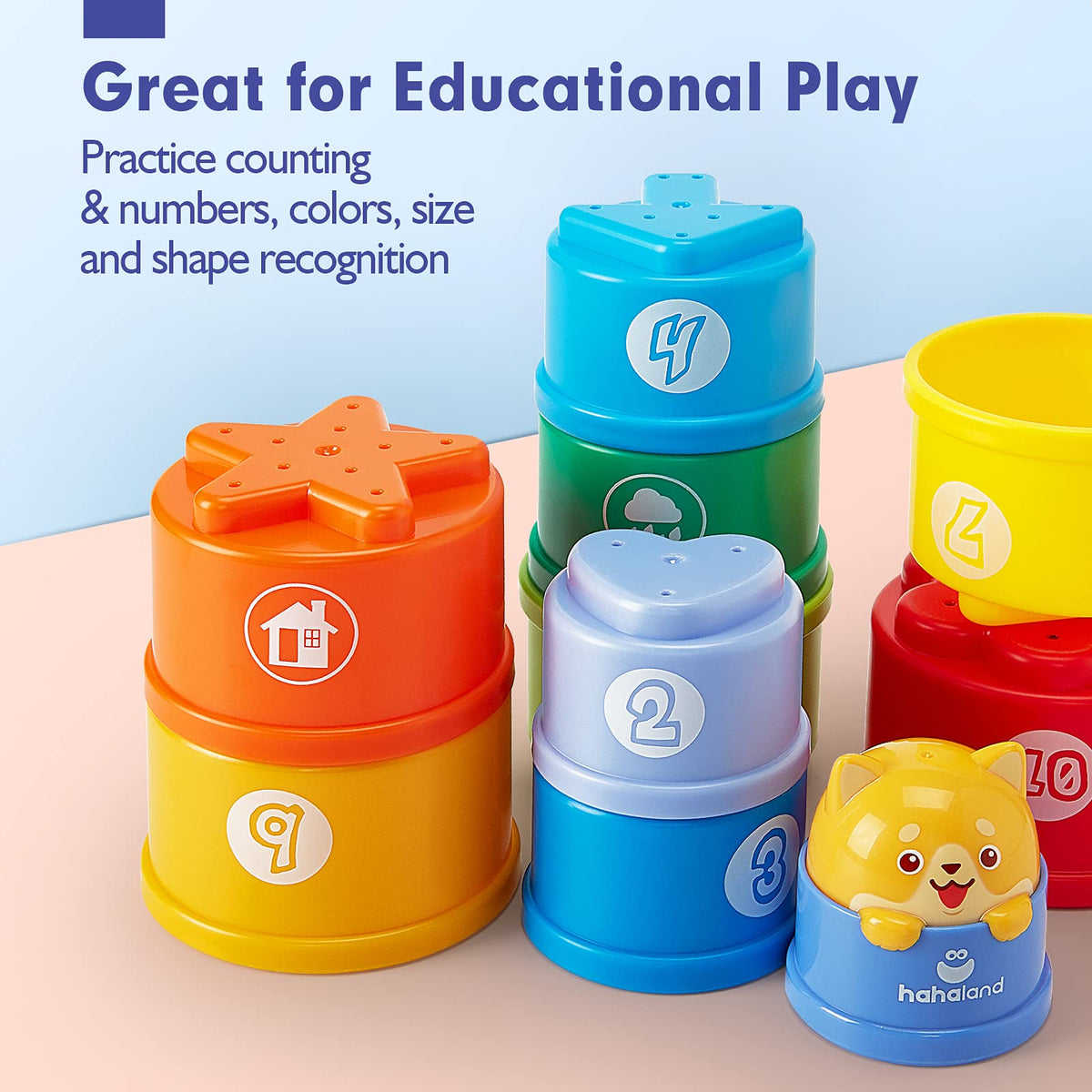 hahaland Stacking Toys for Toddlers 1-3 - Stacking Cups Toddler Toy Age 1-2