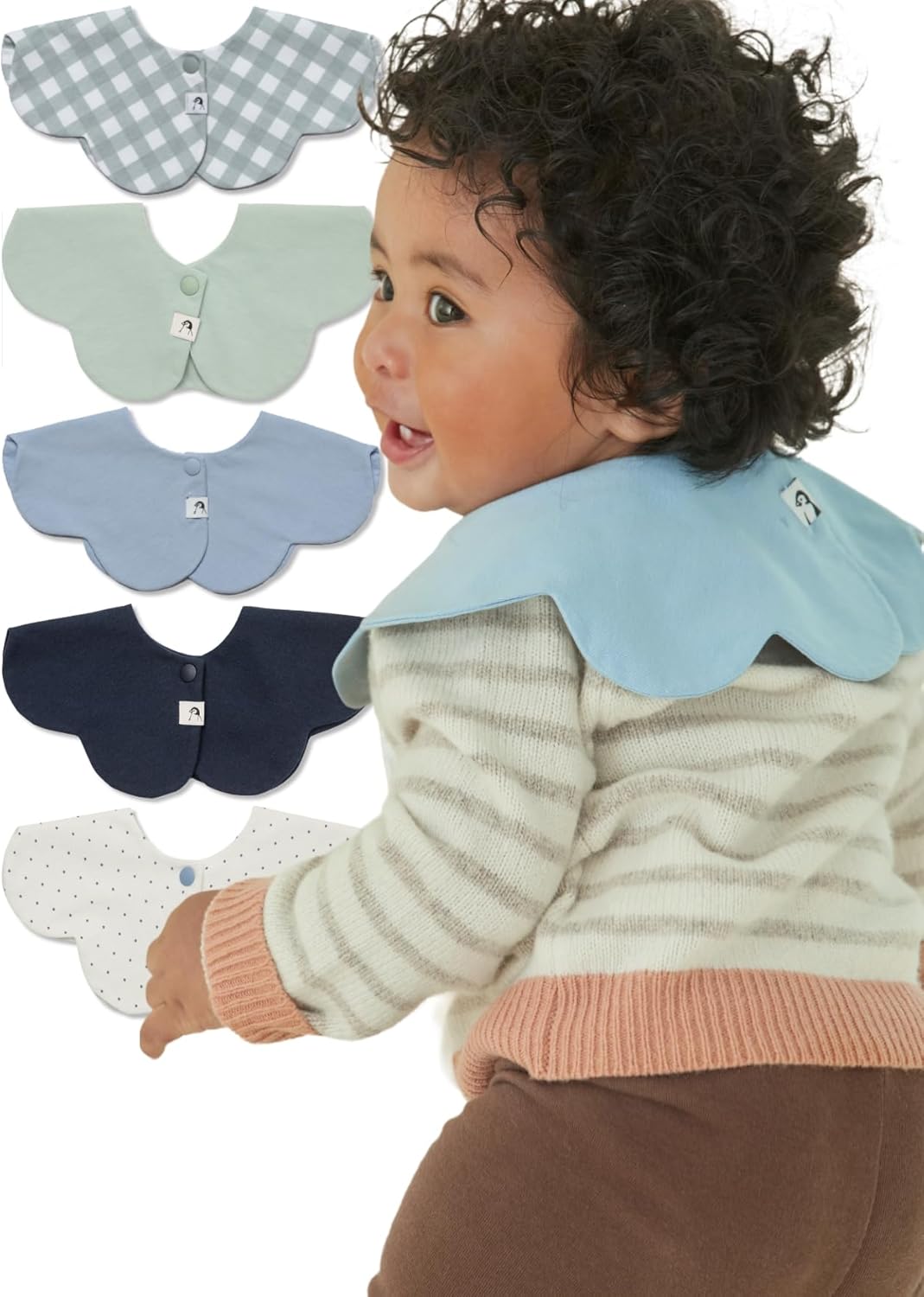 Konny Baby Bibs 5-Pack, 360 ° Rotate, Soft and Absorbent Bandana Drooling for Boys Girls baby