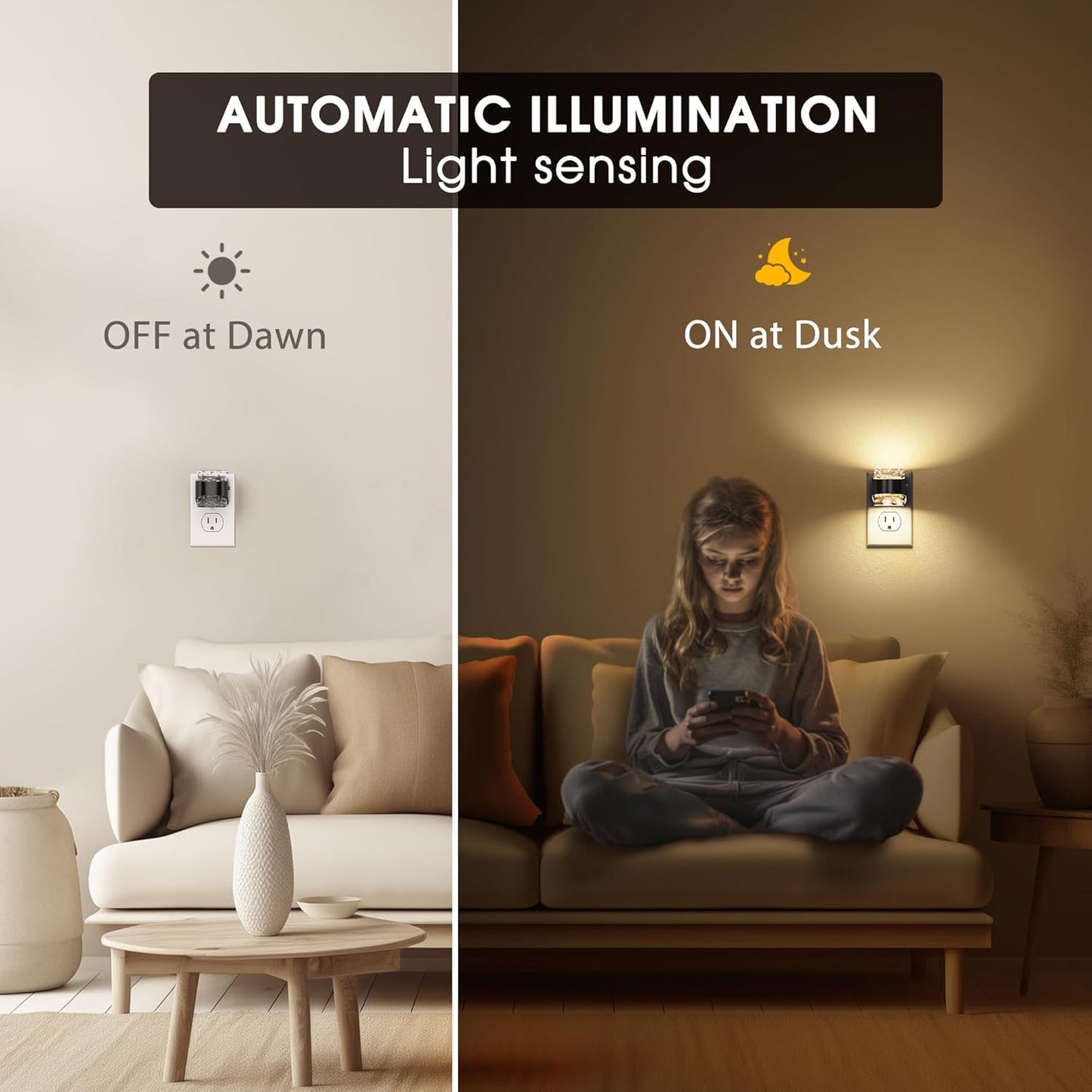 Briignite LED Night Light Plug into Wall[2 Pack] Dimmable Night Light with Bubble Design