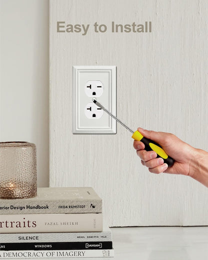 4-Pack Duplex Outlet Cover, Metal Wall Plate for Electrical Outlet, Light Switch, Decorative Off