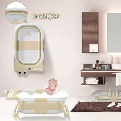 Collapsible Baby Bathtub for Newborn, Foldable Baby Bath Tub with Thermometer & Soft Floating