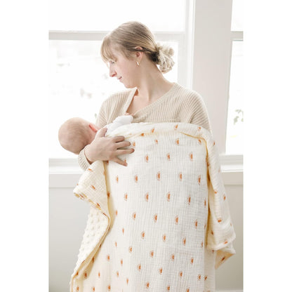 Konssy Baby Blankets for Unisex Boys Girls, Super Soft Nursery Minky Blankets with Muslin Cotton
