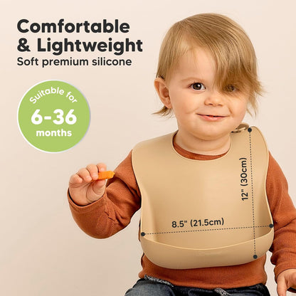 KeaBabies 2-Pack Silicone Baby Bibs for Eating - Sturdy Food-Grade Silicone Bibs for Babies Girl