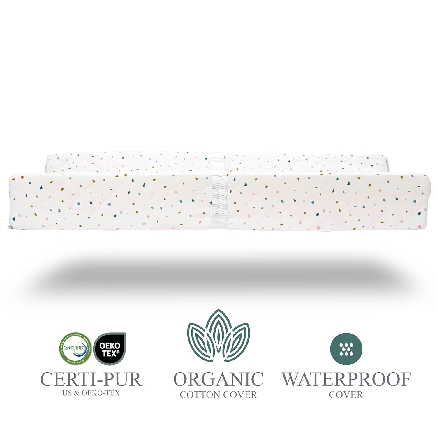 Organic Cotton Contoured Baby Changing Pad w/Waterproof Foam Mattress, Includes Soft, Removable &