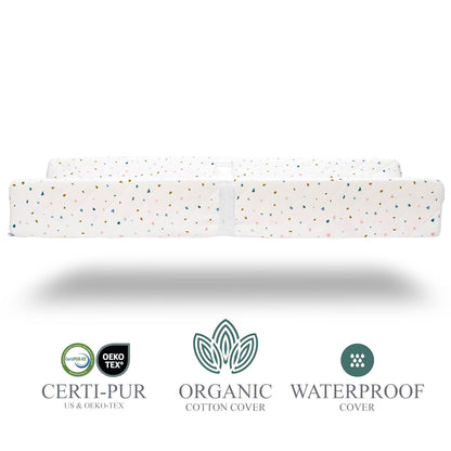 Organic Cotton Contoured Baby Changing Pad w/Waterproof Foam Mattress, Includes Soft, Removable &