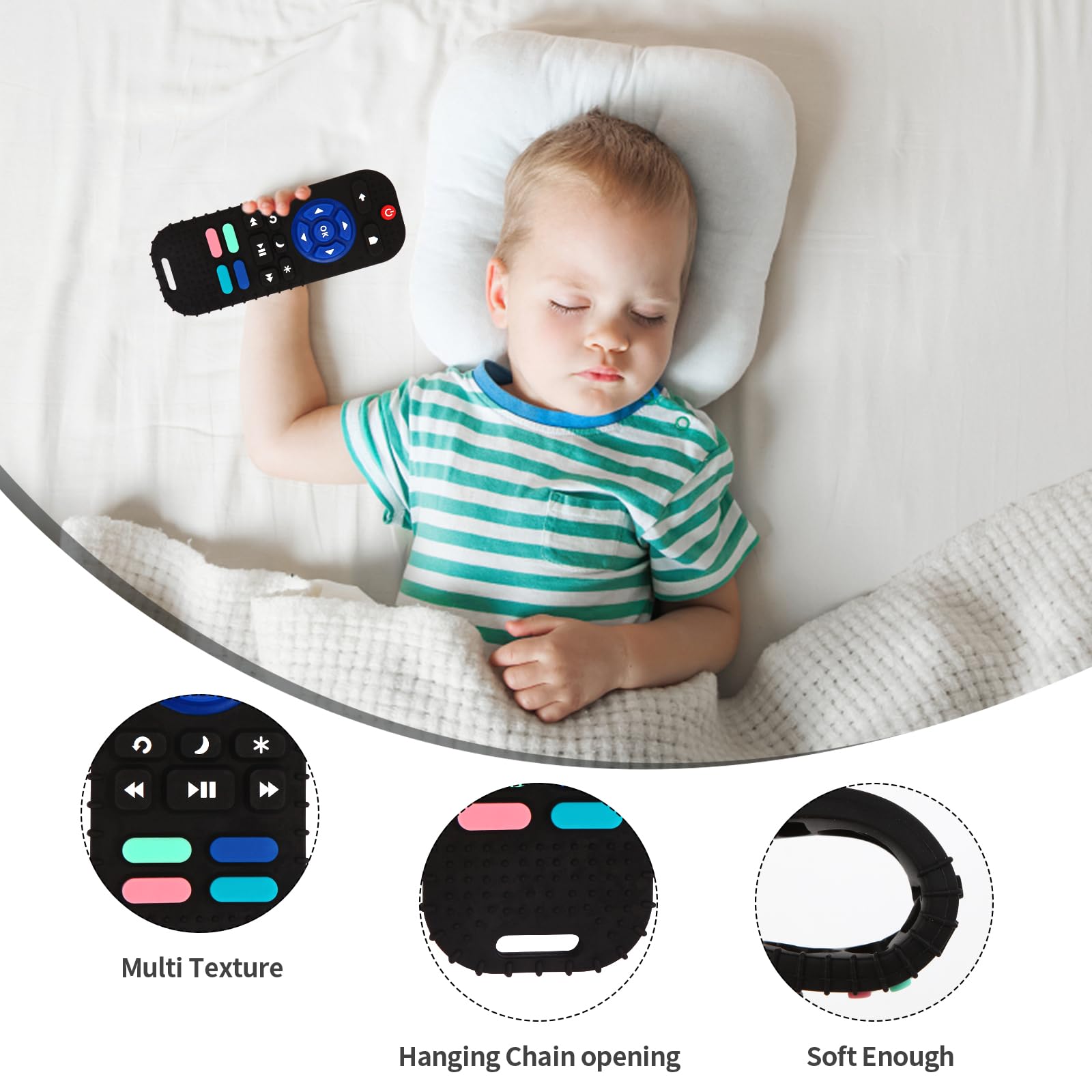 Hooku 2 Pack Silicone Teething Toys for Babies 0-6 Months, Teethers for Babies 6-12 Months, Remote