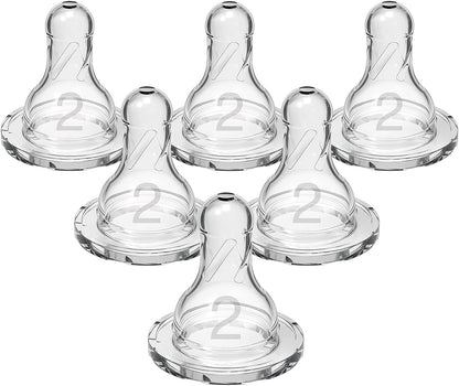 Dr. Brown’s Natural Flow Level 2 Narrow Baby Bottle Silicone Nipple, Medium Flow, 3m+, 100%