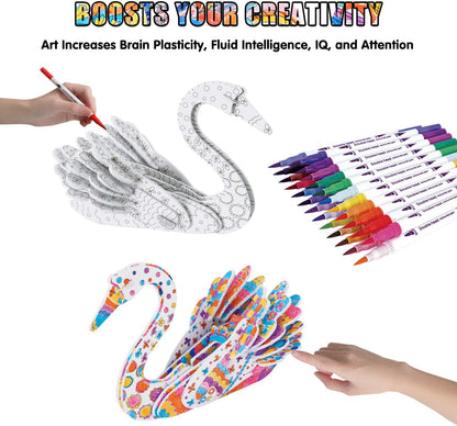 3D Coloring Puzzle Set, Arts and Crafts for Girls and Boys Age 6 7 8 9 10 11 12 Year Old, Fun