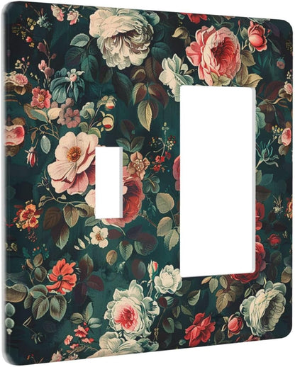 Outlet Covers Baroque Vintage Peony Flower Floral 1 Toggle 1 Rocker Combination Decorative Wall