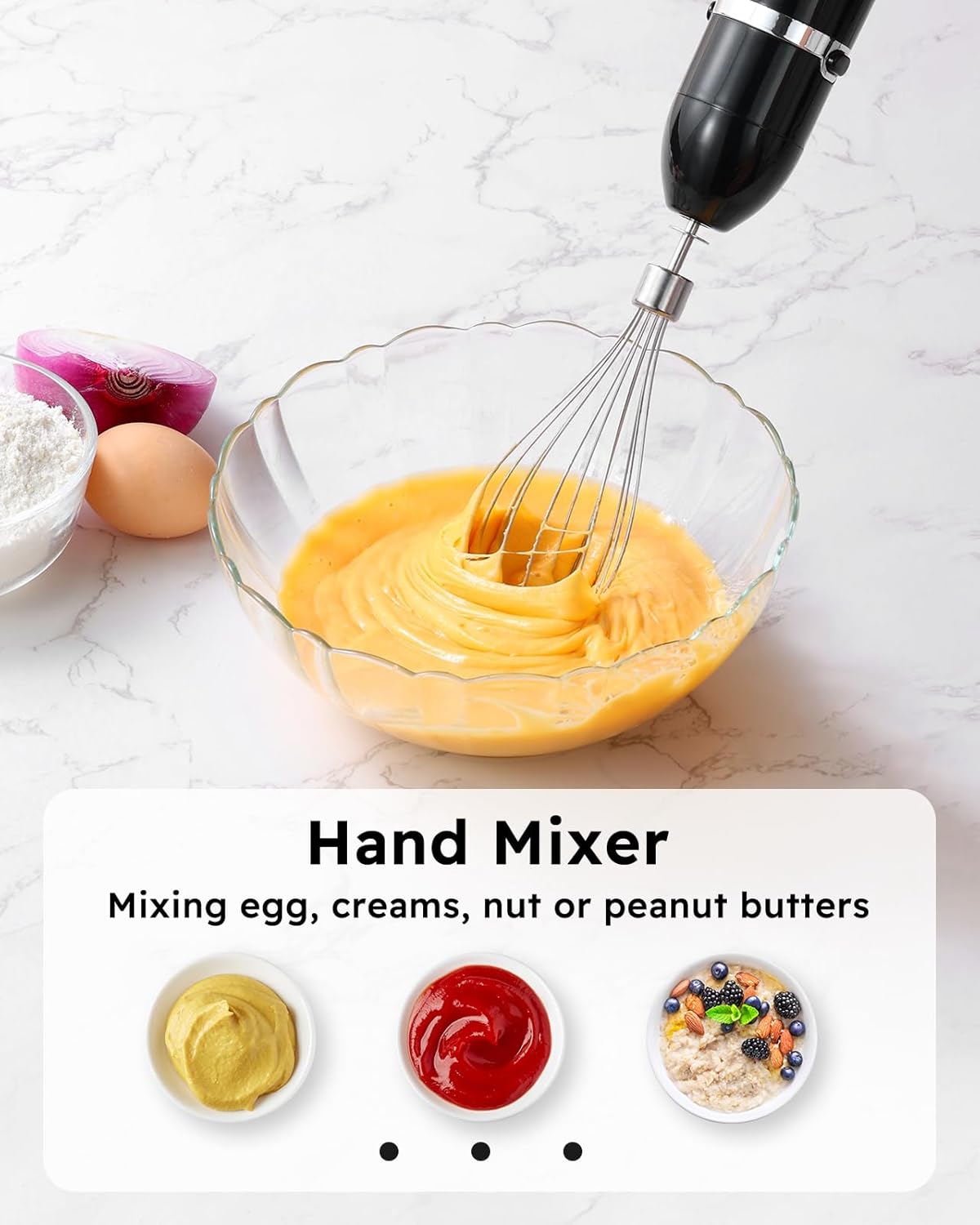 Sangcon Immersion Blender Handheld, 3-in-1 Hand Blender Electric, 400W Handheld Blender, Stainless