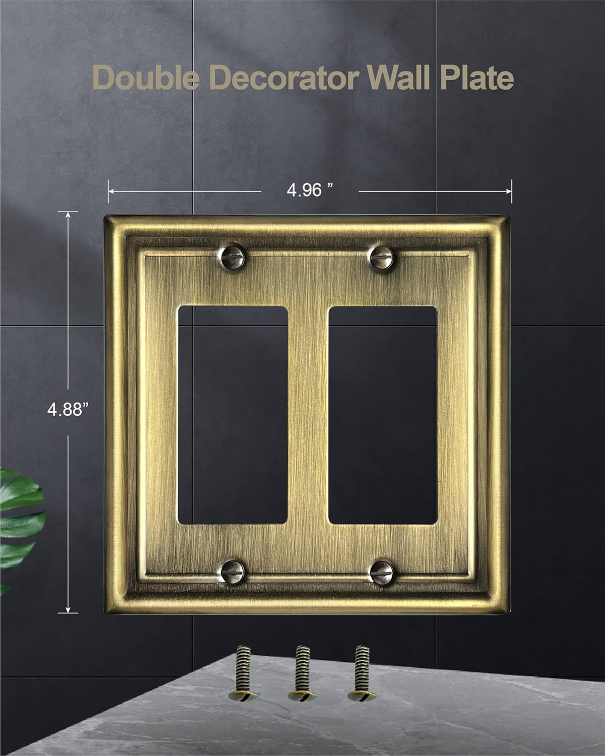 Double Decorator Wall Plates,Metal Electrical Outlet Covers for Receptacles, Dimmer Switches, GFCI