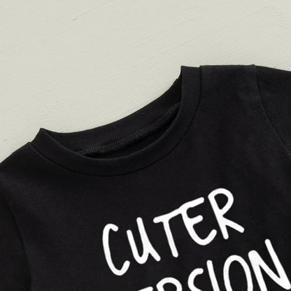 wdehow Toddler Kids Baby Boy Summer Clothes Sets 1T 2T 3T 4T 5T Letter Print Short Sleeve Tops
