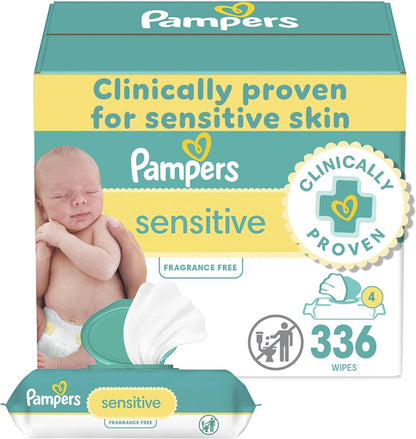 Pampers Baby Wipes, Sensitive, Water Based Wipe, Clinically Proven, Hypoallergenic, and Unscented