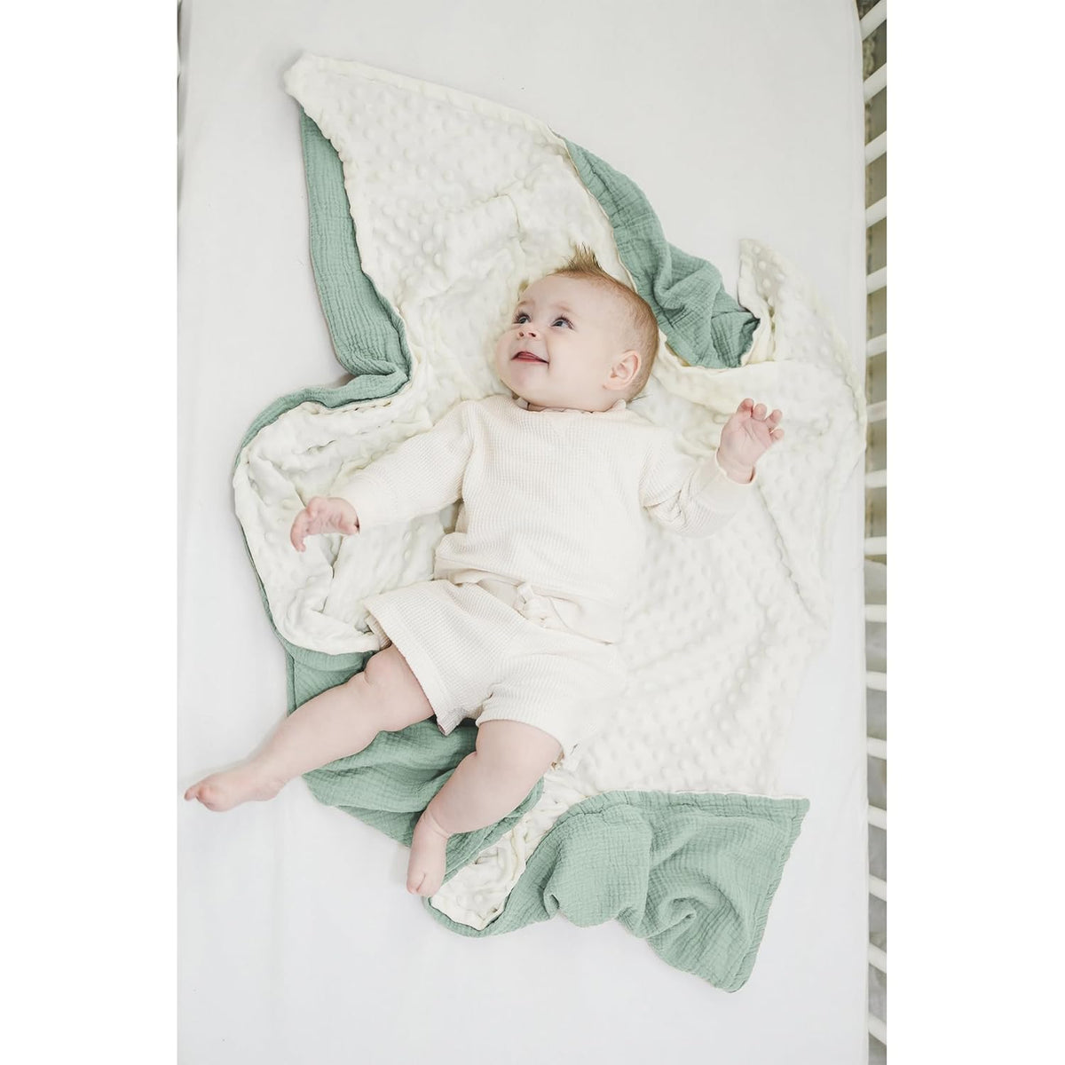 Konssy Baby Blankets for Unisex Boys Girls, Super Soft Nursery Minky Blankets with Muslin Cotton