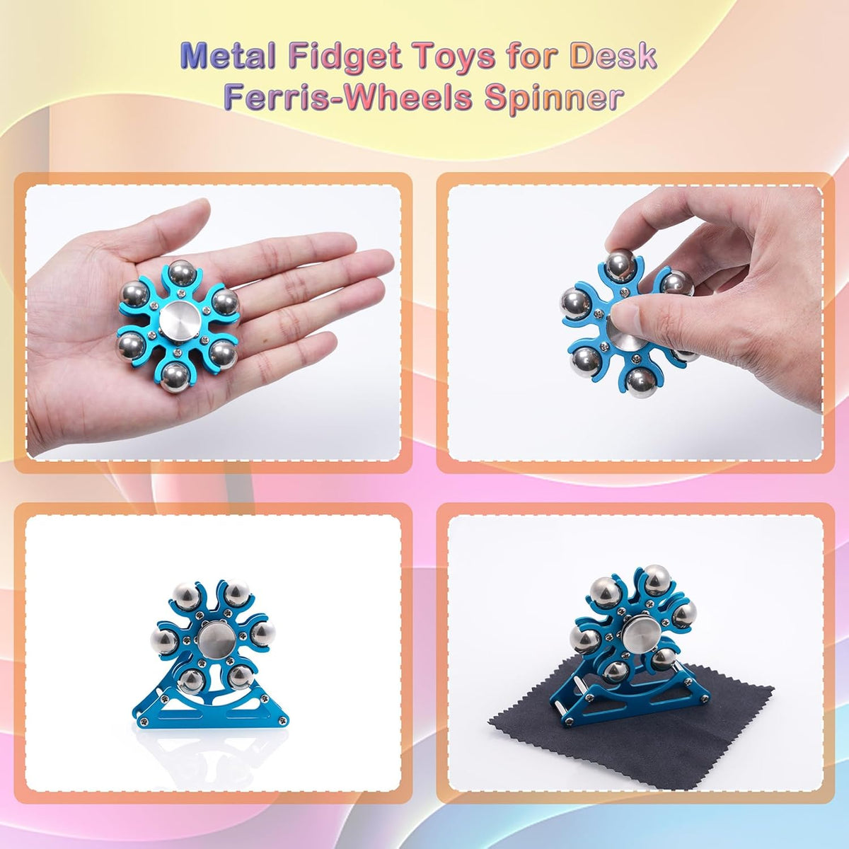 Desk-Fidget-Toys for Ferris-Wheels-Spinner: Metal Kinetic-Spinner 4mins, Cool-Gadgets for Kid