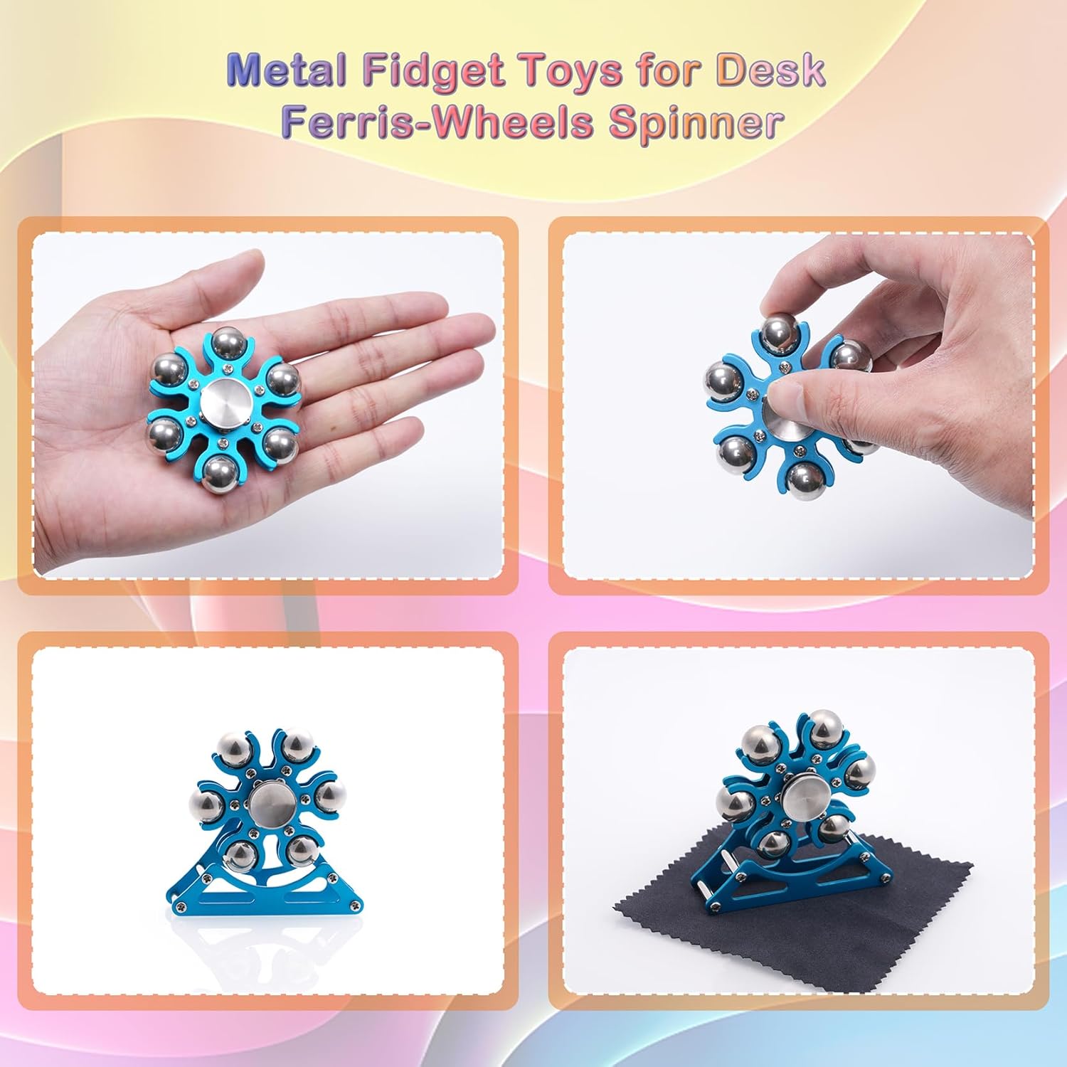 Desk-Fidget-Toys for Ferris-Wheels-Spinner: Metal Kinetic-Spinner 4mins, Cool-Gadgets for Kid