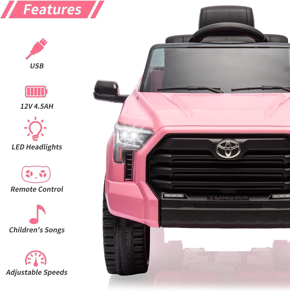 Electric Car for Kids, Licensed Toyota Tundra 12V Electric Truck, Off-Road Kids Car w/Remote