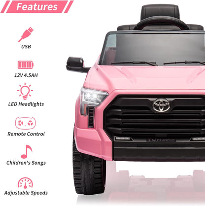 Electric Car for Kids, Licensed Toyota Tundra 12V Electric Truck, Off-Road Kids Car w/Remote