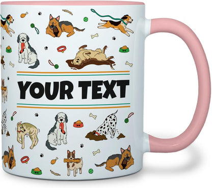 Personalized Mug for Kids - Dogs - Custom Name/Text, Ceramic Hot Chocolate/Cocoa/Coffee Cup for